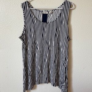 Chico's Navy and White Striped Sleeveless Top